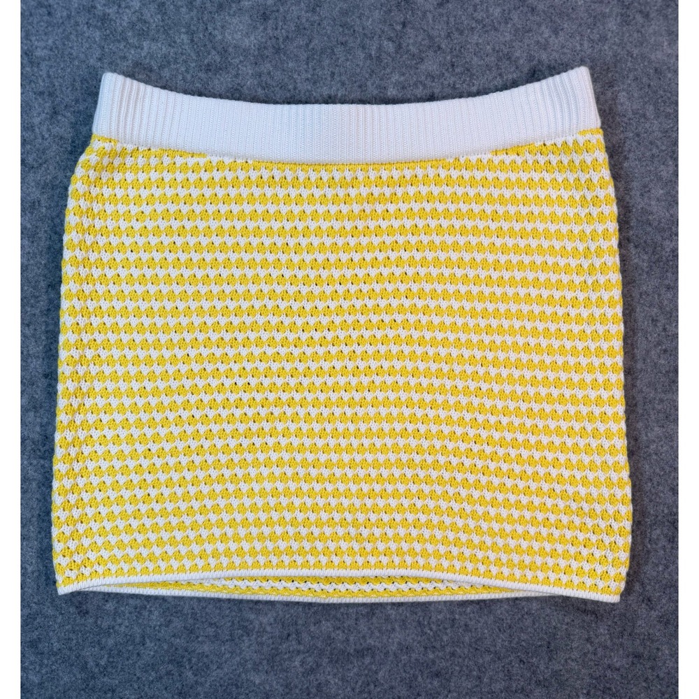 Future Collective Alani Noelle Yellow White Knit Mini Skirt Geometric Size‎ M